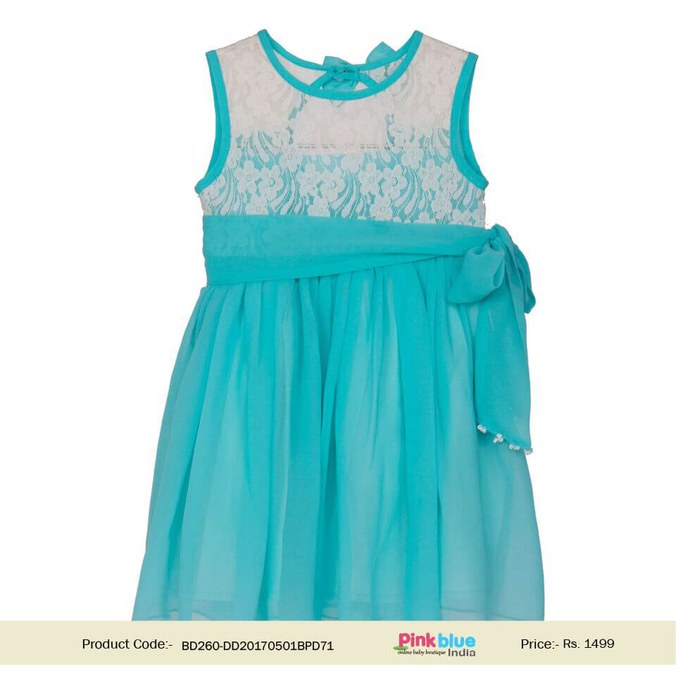 Buy Sky Blue Designer Wear Wedding Party Dress Kids Outfit India