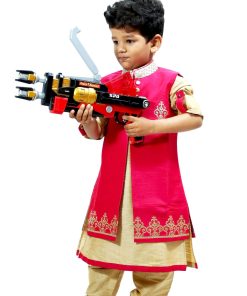 Indian Kids Indo Western Wedding Sherwani Suit Golden Churidar Pajama