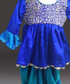 Girls Designer Blue Ethnic Peplum Top, Dhoti Pants Traditional Indian Dress