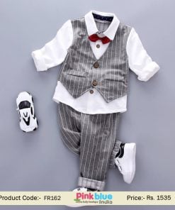 Shop Online Kids Formal Wear Waistcoat Outfit Grey Occasion Wear Suit