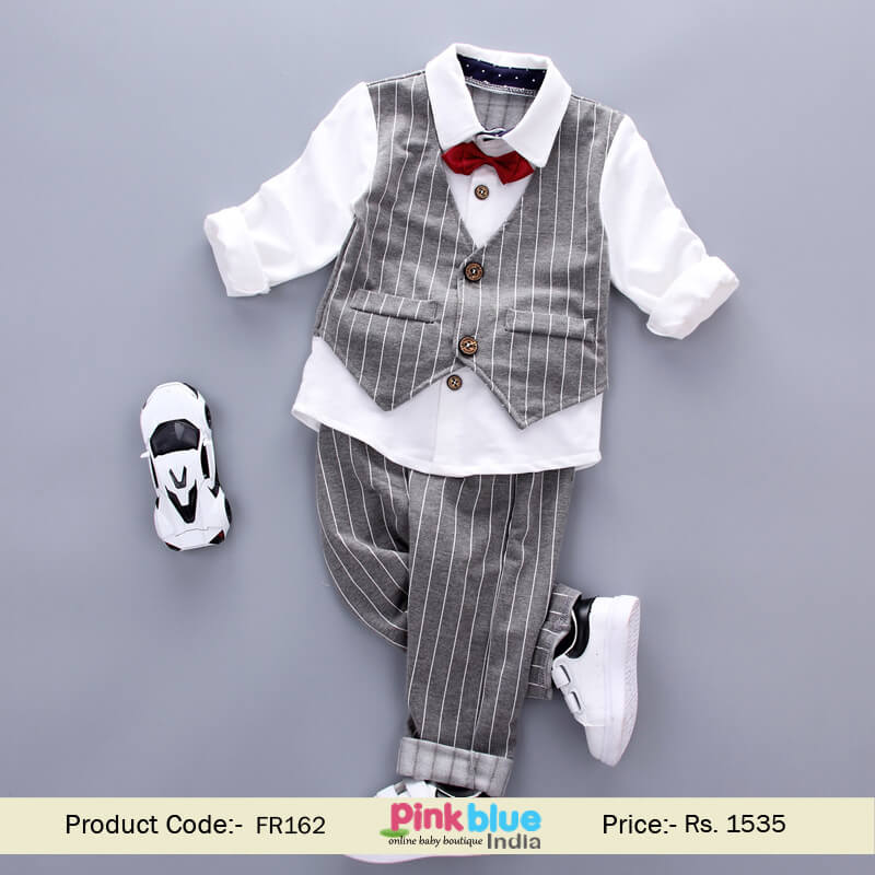 Shop Online Kids Formal Wear Waistcoat Outfit Grey Occasion Wear Suit