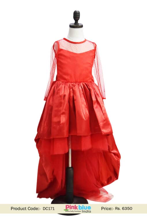 kids Birthday Wedding Satin High Low Girl Dress