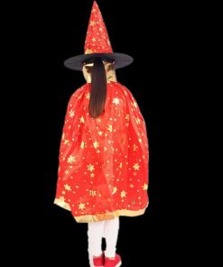 Buy Kids Halloween Costume Red Wizard Witch Cloak Cape Robe and Hat