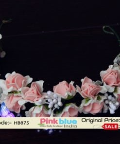 Partywear Kids Flower Headband in White and Baby Pink Roses
