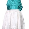Kids Girl Floral Appliques Party Wear Dress Light Blue and White
