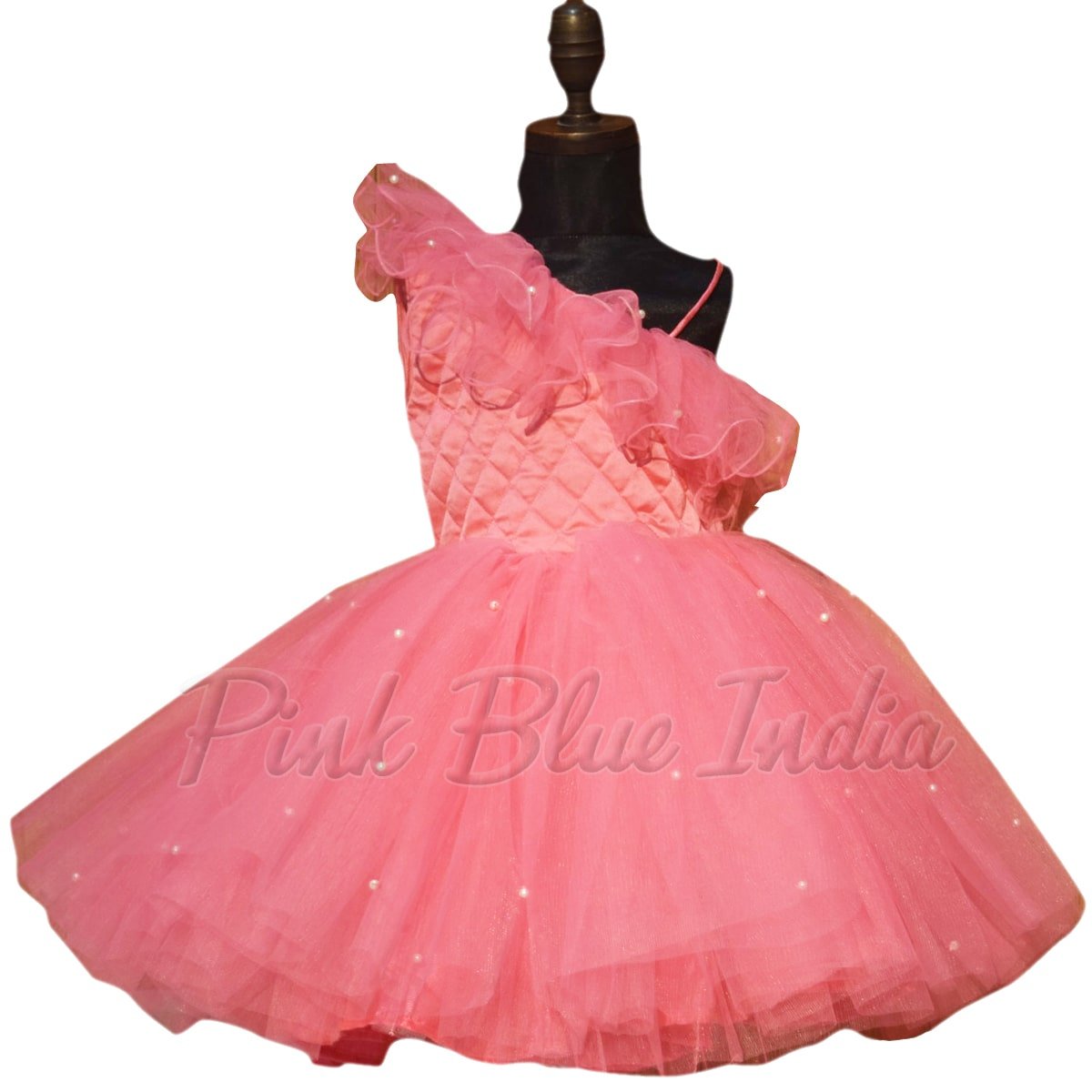 Girls Birthday Gown, Kids Pink Gown Party Wear Dress