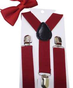Kids Red Suspenders with Matching Bow for Toddler Boys
