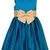 Kids Sleeveless Long Partywear Dress Sky Blue Birthday Wear Online