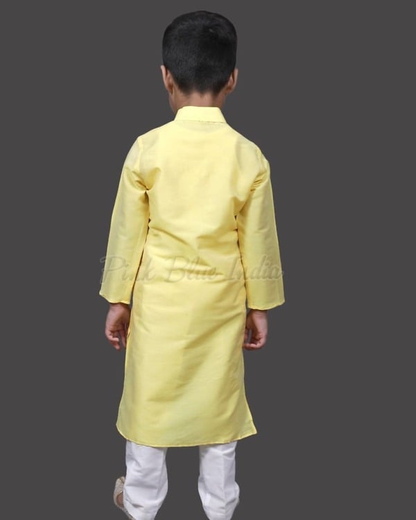 Yellow kurta pajama for kids festive celebration bright ethnic wear