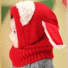 Red Knitted Newborn Baby Hat with White Fur for Indian Infants
