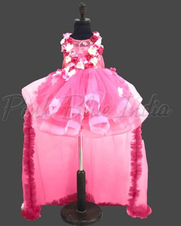 High Low Floral Party Wear Gown for girls Birthday