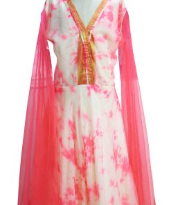 Elegant Style Cape Sleeve Mother Daughter Gown | Pink Family Matching Dress