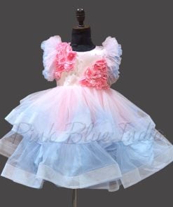 Latest Tier Pink and Blue Girls Gown Online