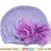 Beautiful Lavender Cap for Infant Kids with Two Net Flowers