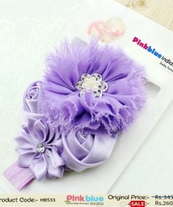 Cute Lavender Floral Headband for Indian Infants with Roses and Pearls