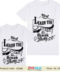 Personalized Children T-Shirt Tee Learn the Rules and Then Break Them print
