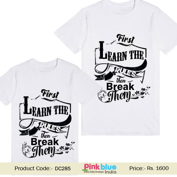 Personalized Children T-Shirt Tee Learn the Rules and Then Break Them print