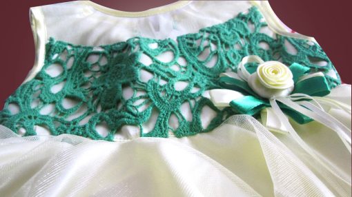 Lime Yellow Baby Girl Dress With Green Crochet Bodice