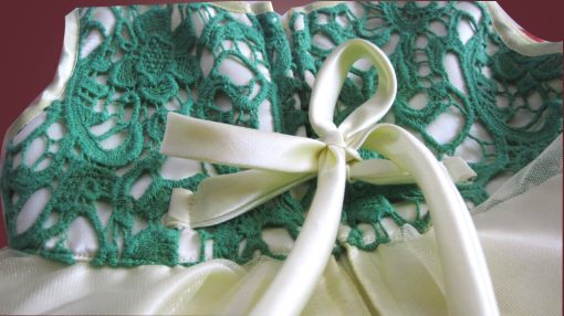 Lime Yellow Baby Girl Dress With Green Crochet Bodice