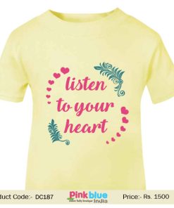 Kids Personalized Baby Shower and Birthday T-shirts “Listen To your Heart”