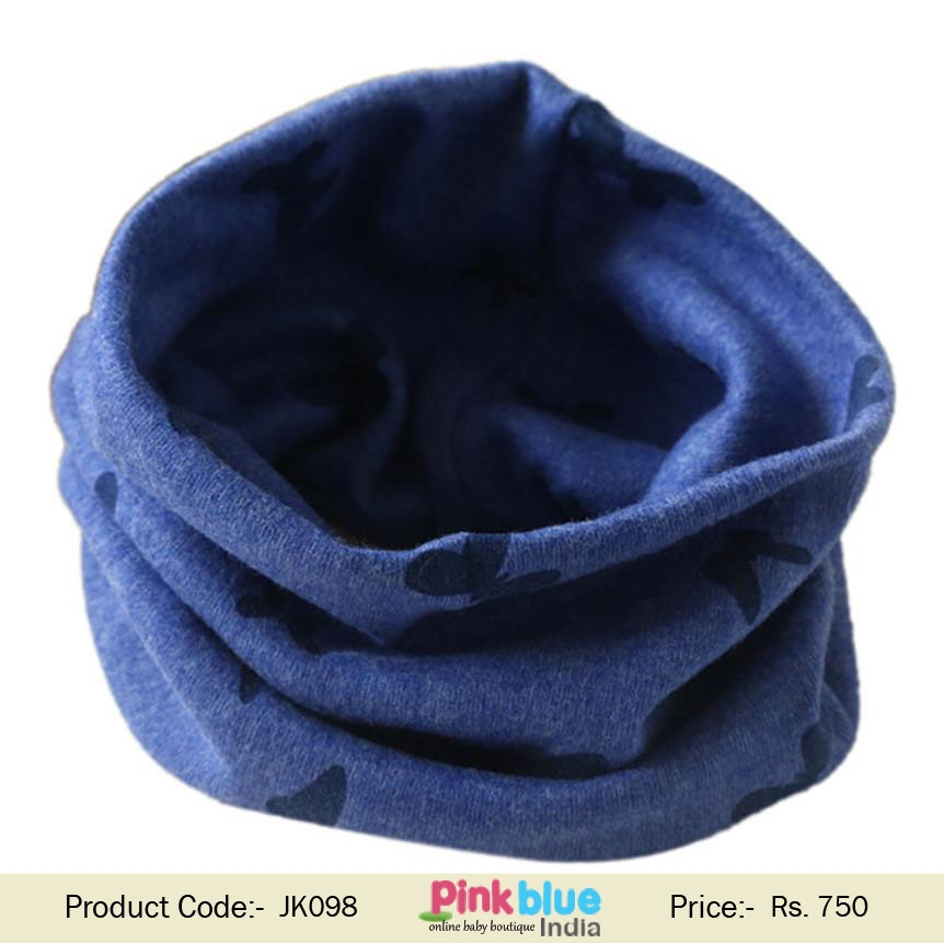 Autumn Winter Kids Boys and Girls Butterfly Blue Neck Loop Scarves