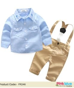 Baby Boy Party Wear Clothes - Little Boys Sky Blue Birthday Outfit