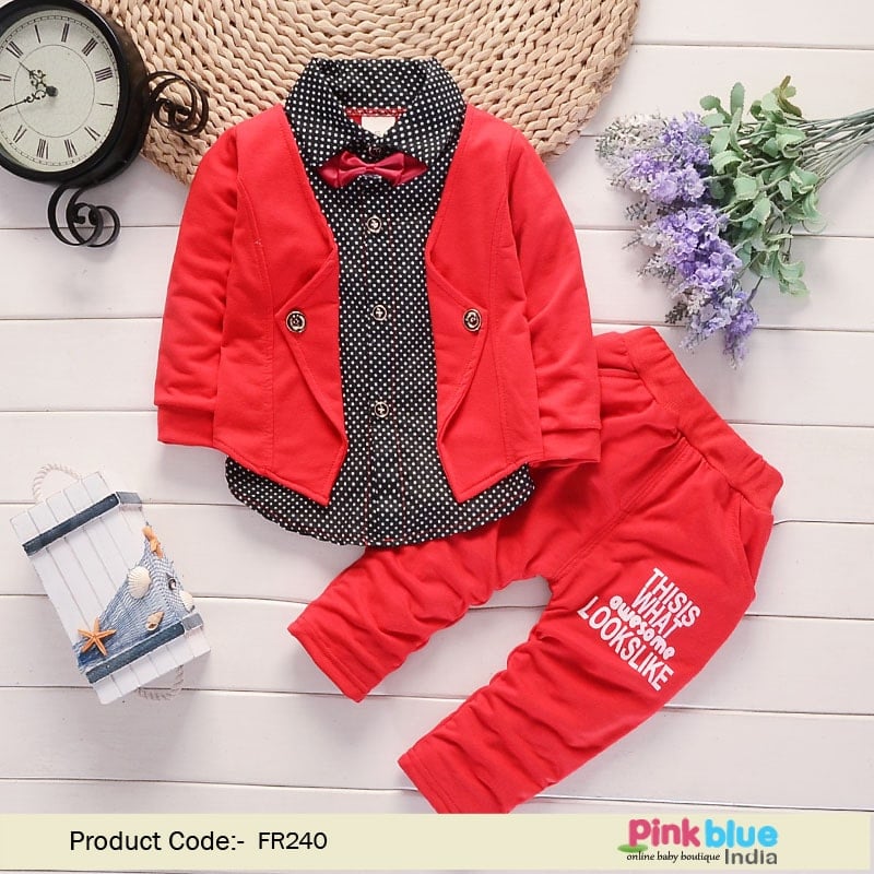 Kids Wedding Clothes Party Outfit Sets - Little Boy Bow Tie Shirt, Pant