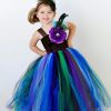 Little Princess Peacock Feather Tutu Dress - Girls Evening Party Costume