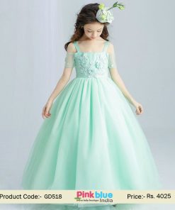 kids Party Gown Green Little Princess Flower Wedding Dress Online