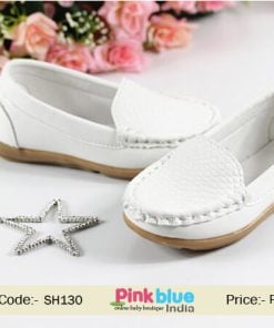 white kids loafer shoes