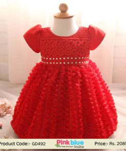 Princess Red Baptism Christening Gown Online- Kids and Baby Girl Dress