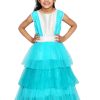 Little turquoise girl Long Tiered Frill Gown, kids Tiered Ruffle Wedding Dress