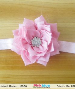 Baby Pink Partywear Flower Hair Band