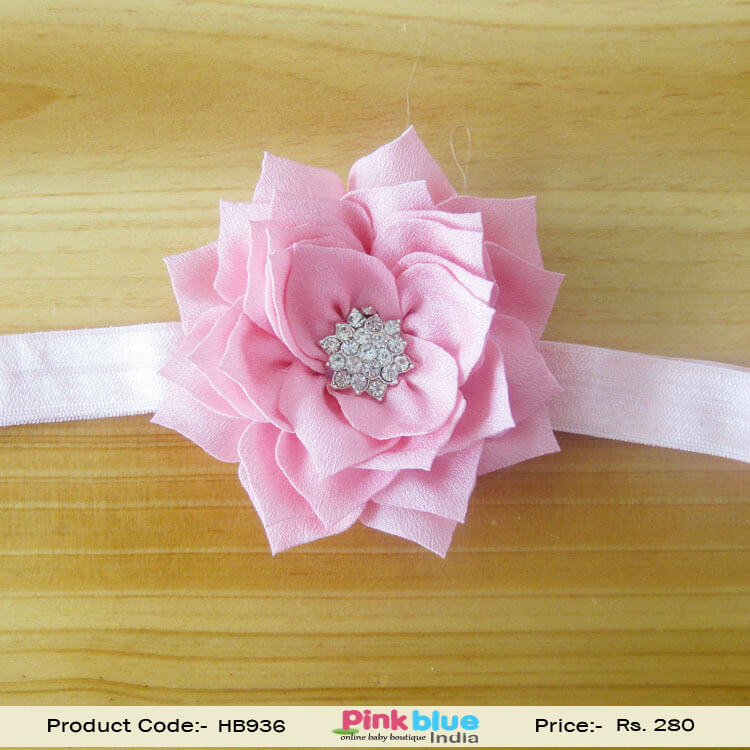 Baby Pink Partywear Flower Hair Band