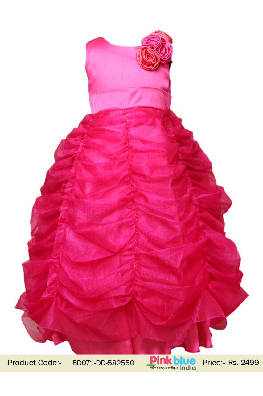 Strapless Beading Bodice Pink Tulle Ball Gown Evening Dress PD2184