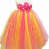 Magenta and Orange Floral Girls Tutu Dress for Birthday Party