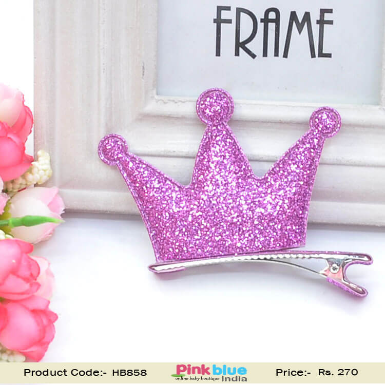 Pink Children’s Hair Clip in Princess Crown
