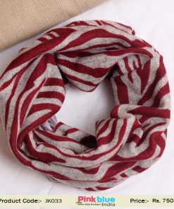 Maroon and Grey Fashionable and Warm Kids Cowl in India