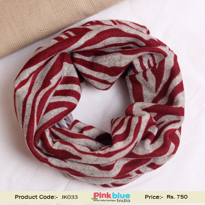 Maroon and Grey Fashionable and Warm Kids Cowl in India