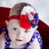 Maroon Hair Band with Three Flowers and Embellishment for Newborn Princess
