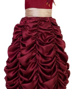 Maroon Bubble Baby Girl Party Gown Long Satin and Georgette Dress