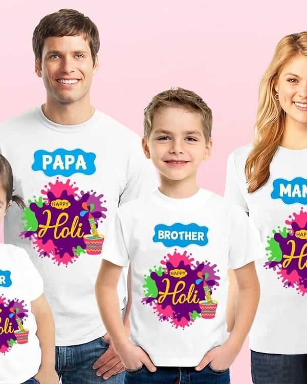 Holi Family T-shirts - Matching Holi T-shirts Set Online