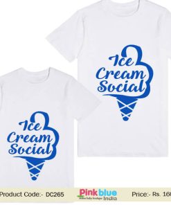 Matching Little Sister Brother Printed Custom T-shirt Ice-Cream Social