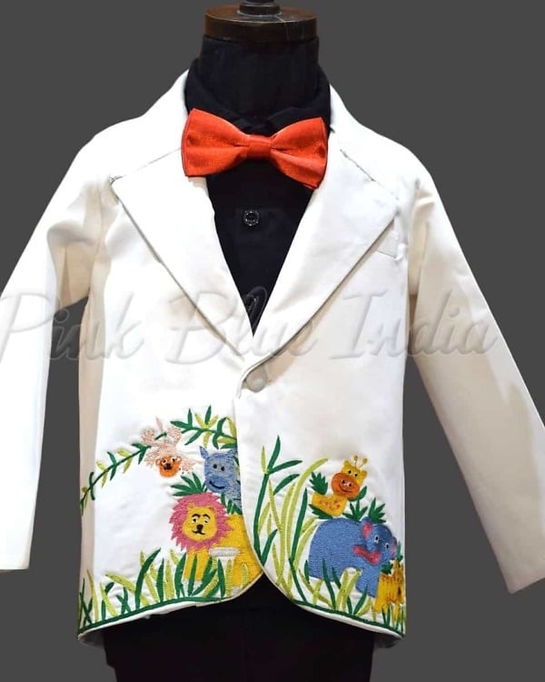 Modern safari birthday outfit for boys stylish themed party wear