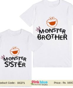 Personalized Matching Family T-shirt Monster Brother And Sister print