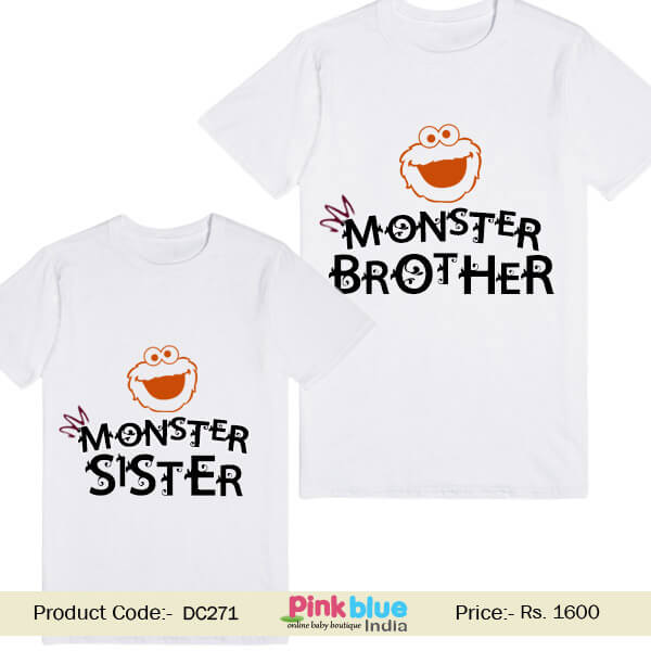 Personalized Matching Family T-shirt Monster Brother And Sister print