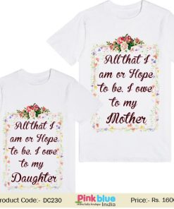 Floral Print Mother and Daughter Baby Outfits Combo Family Tees India