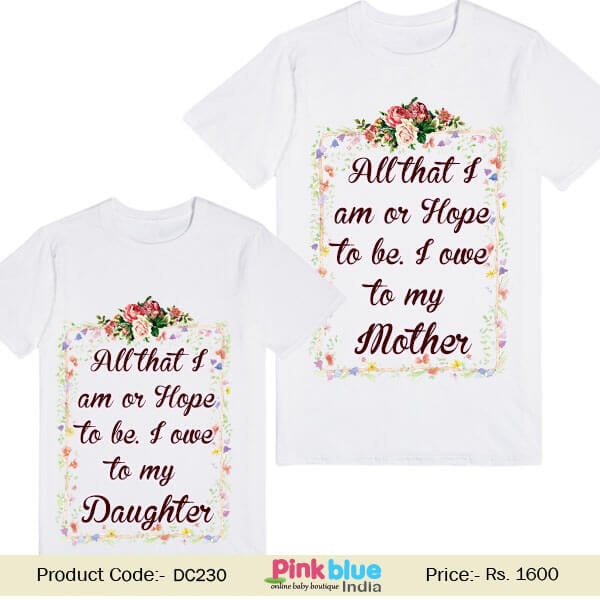 Floral Print Mother and Daughter Baby Outfits Combo Family Tees India