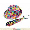 Buy Online Multicolored Checks Toddler Boy Hat with Tie