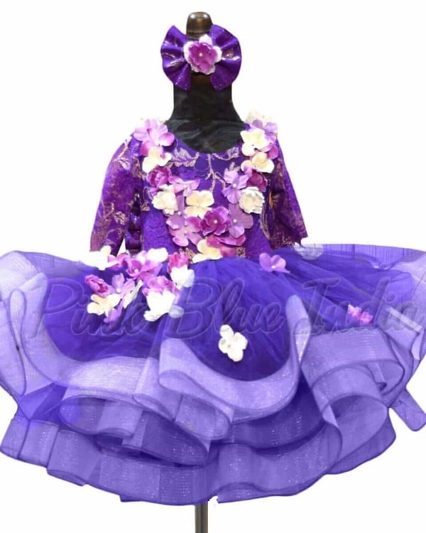 Kids girl Purple Multi Layered Party Wear Gown
